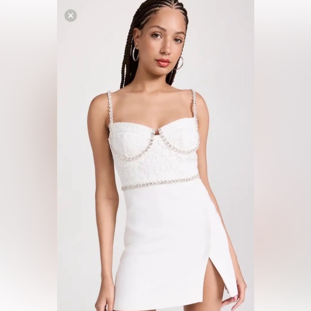 Self Portrait White Lace Bodice Mini Dress